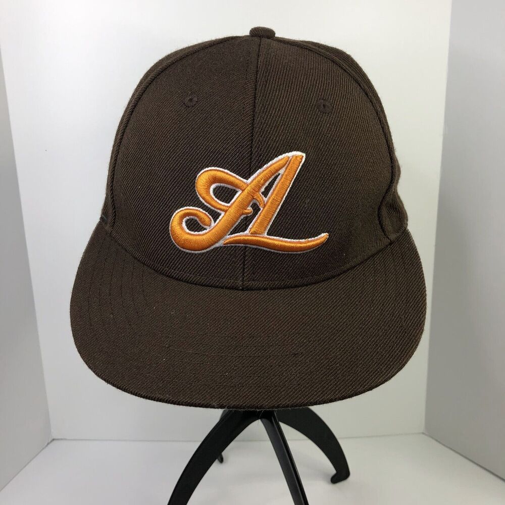 Akademiks Brand Brown Orange "A" Logo Mens Wool Fitted Ball Cap Hat Size 7